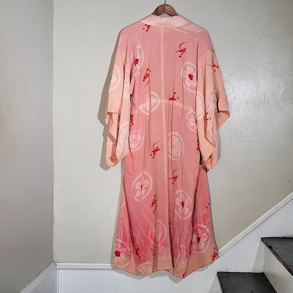 Kimono Pink Lined Red - Picture 1 of 6